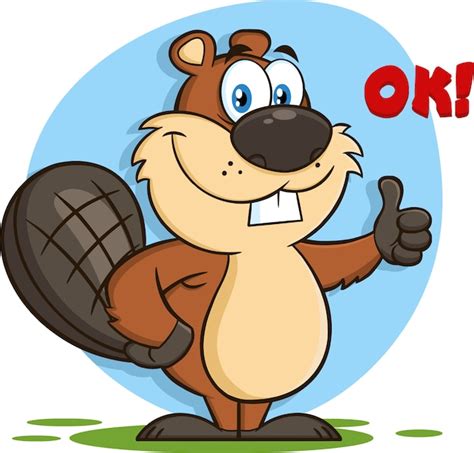 Premium Vector Beaver Cartoon Mascot Character Giving A Thumb Up