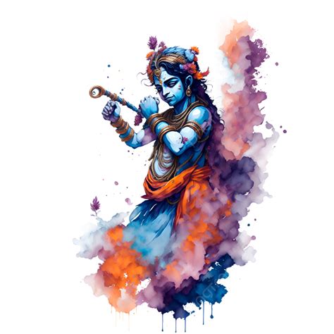 Lord Krishna Design With Watercolor Effect Lord Kirshna Watercolor