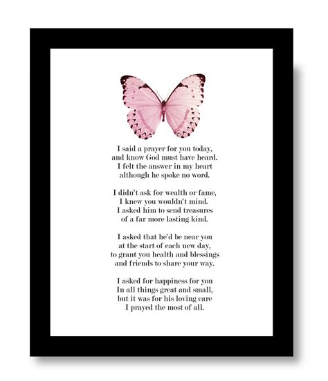 I Said A Prayer For You Pink Butterfly Prayer Poems I Said A Prayer