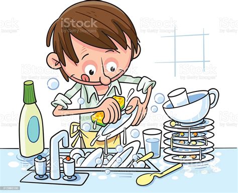 Maybe you would like to learn more about one of these? Man Washes Dishes Stock Illustration - Download Image Now ...