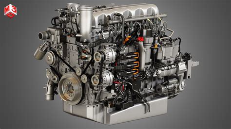 3d Model Mx13 Heavy Duty Truck Engine 6 Cylinder Diesel