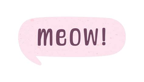Meow Speech Bubble Meow Text Cute Hand Drawn Quote Cat Sound Hand