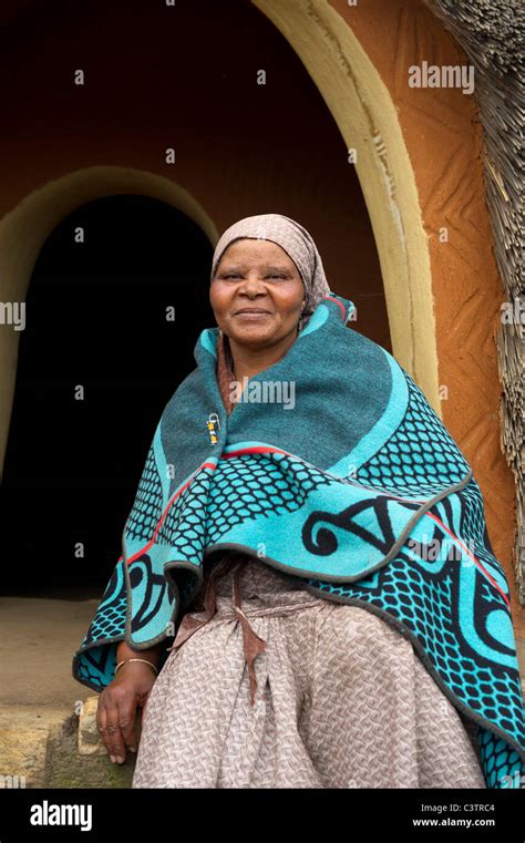 Sotho Woman In Front Of Hut Basotho Cultural Village Golden Gate