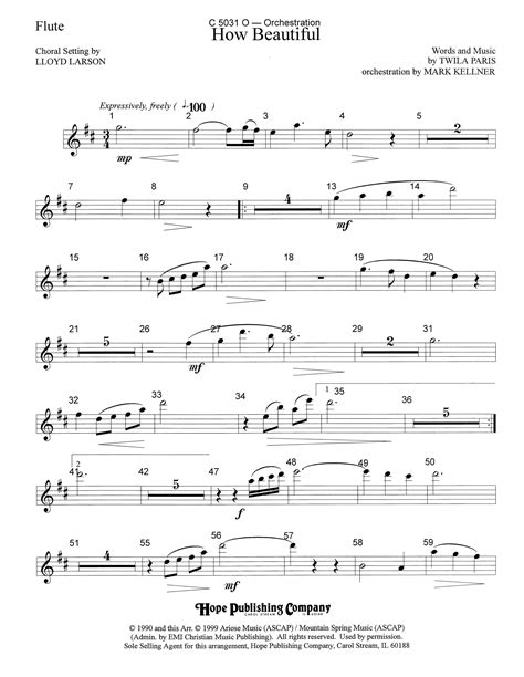 How Beautiful Flute Sheet Music Mark Kellner Choir Instrumental Pak
