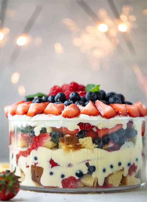 Triple Berry Trifle Red White And Blue Trifle With Raspberry Sauce