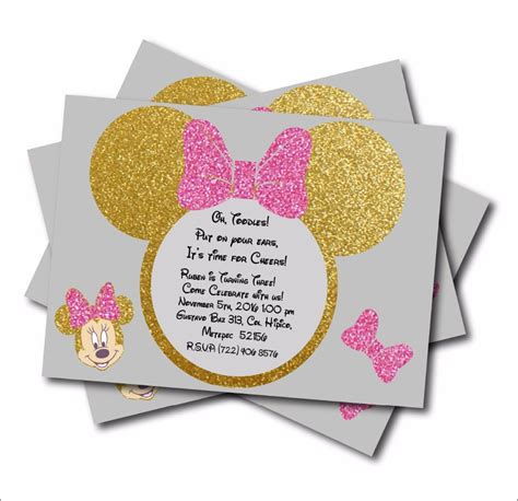 Minnie mouse baby shower invitation, minnie mouse baby shower, pink baby minnie mouse invitation, minnie mouse invitation, digital file. 14 pcs/lot Minnie Mouse Gold glitter Custom Party Invites ...