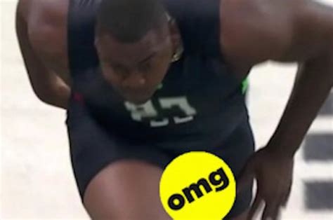 A Football Players Dick Flew Out Of His Shorts During The Combine