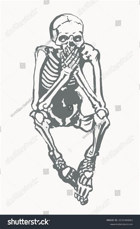 Graphical Grey Skeleton Sitting Vector Element Stock Vector Royalty