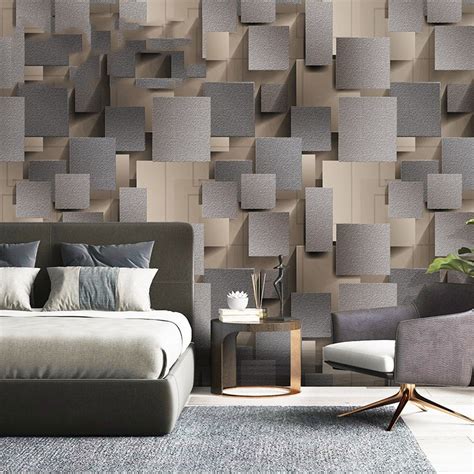 3d Wallpaper Modern Simple Geometric Grey Lattice Non