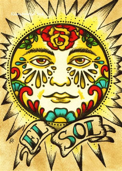 Mexican Folk Art Sun El Sol Loteria Print 5 X 7 8 X 10 Or 11 Etsy