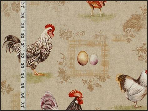 Rooster Chicken Toile Fabric Brickhouse Fabrics