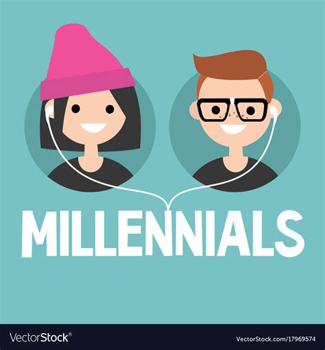 Millennials Conceptual Sign Young Boy And Girl Vector Image