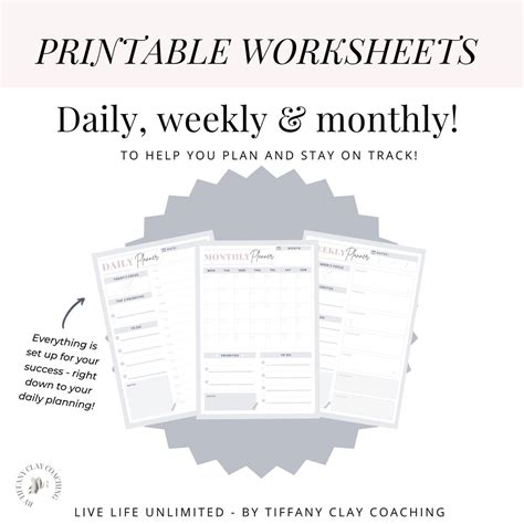 Printable Daily Weekly Monthly Planners Worksheets Undated Etsy