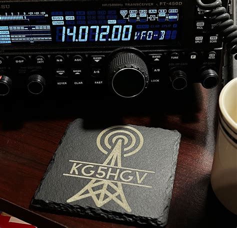 Personalized Ham Radio Call Sign Slate Coaster Custom Engraved T For