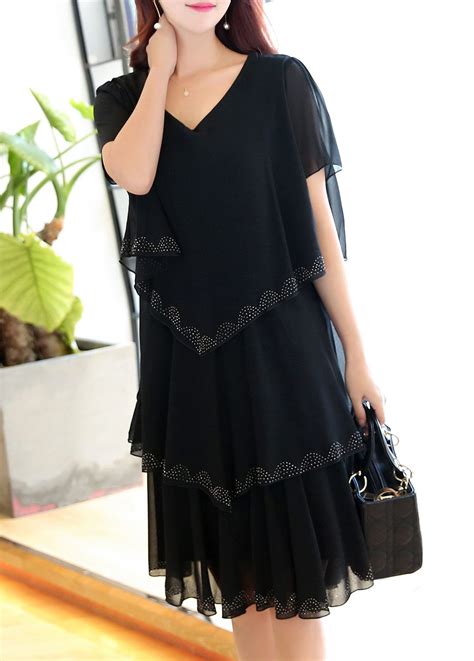 Black V Neck Tiered Chiffon Dress On Sale Only Us2590 Now Buy Cheap