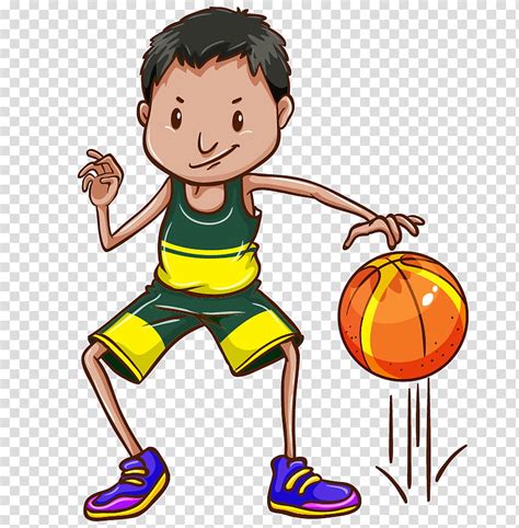 Child Basketball Dribbling Basketball Player Cartoon Throwing A