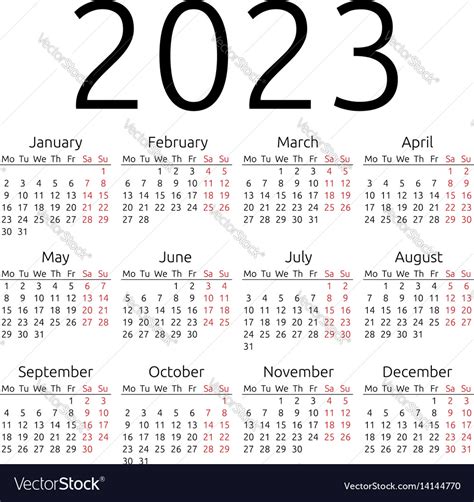 Monday 2023 Calendar Horizontal Calendar Quickly Free Printable 2023