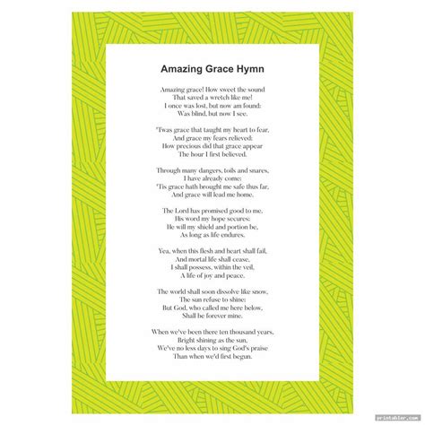 Printable Amazing Grace Lyrics Printable Word Searches