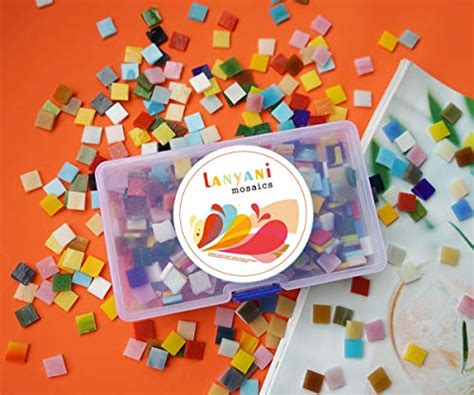 Lanyani 800 Pieces Mosaic Tiles Stained Glass Assorted Colors For Art