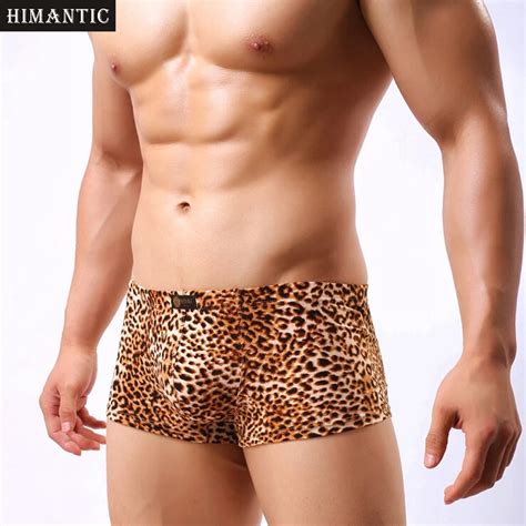 Mens Leopard Boxer Underwear Men Sexy Leopard Breathable U Convex Antibacterial Underpants Mens