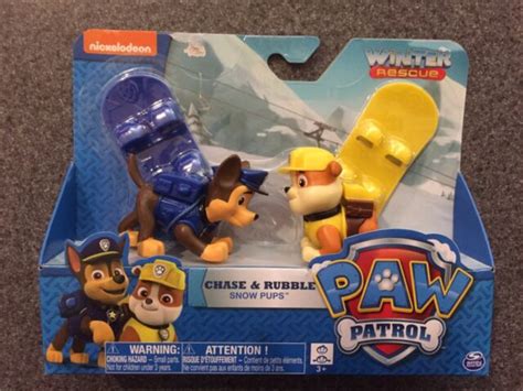 Nip Paw Patrol Winter Rescue Chase And Rubble Snow Pups With Boards Ship