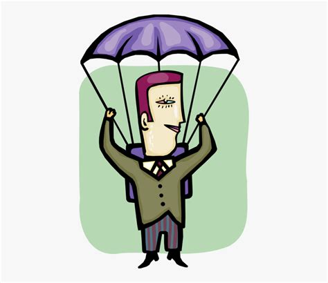 Vector Illustration Of Businessman Parachutes To Safe Free