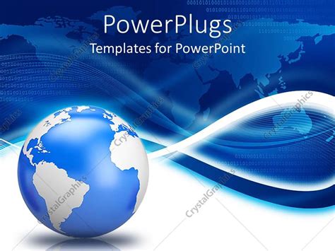 Powerpoint Template Earth Globe With Blue World Map Background And