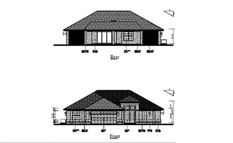 Elevation Drawing Of A House With Detail Dimension In AutoCAD