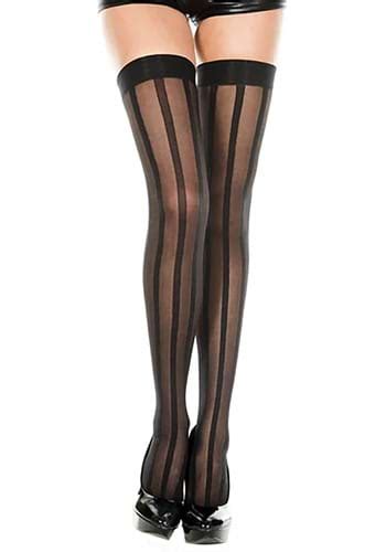 women s sheer stripe black thigh highs stockings costume tights