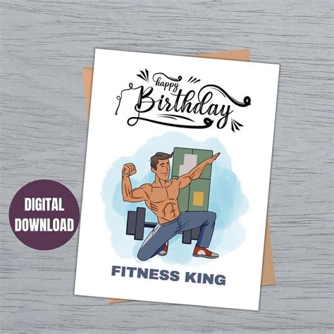 Fitness King Gym Card Man Gym Gifts Gym Card For Him Birthday Card