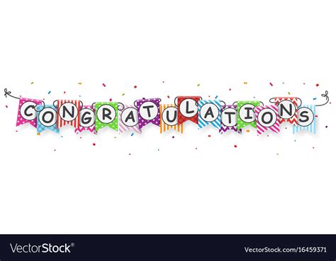 Congratulations Banner With Bunting Flags Vector Image