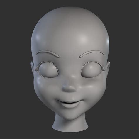 cartoon girl head 3d model 49 c4d fbx obj max ma free3d