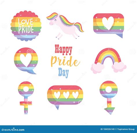 happy pride day lgtbi icon set vector design stock vector illustration of seal pride 184326140