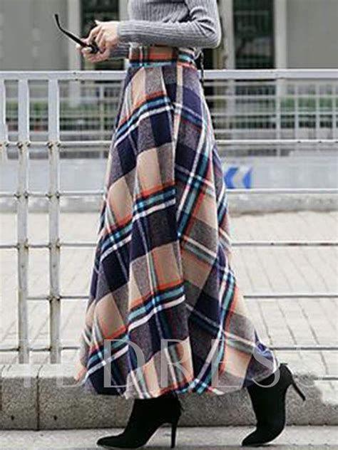Expansion Plaid Ankle Length Women S Skirt Ankle Length Skirt Outfit