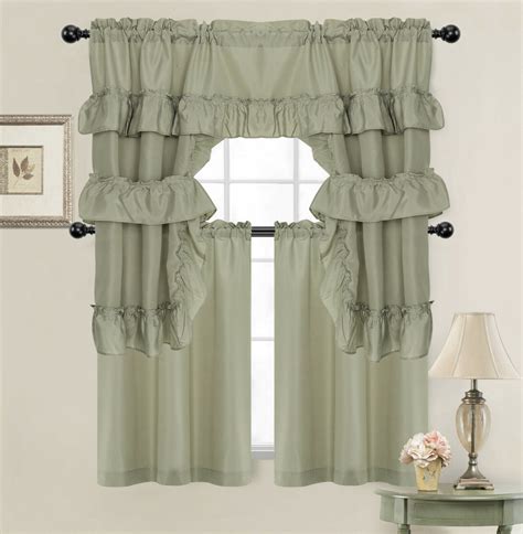Kate Aurora Country Farmhouse Living Solid Colored Café Kitchen Curtain