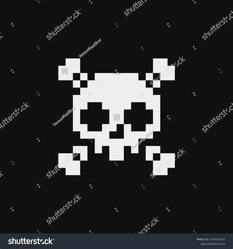 Skull Crossbones Pixel Art Style Icon Stock Vector Royalty Free