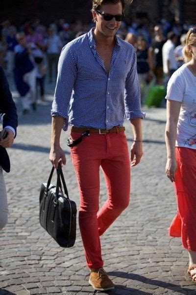 Red Pants Moda Para Homens Moda Masculina Casual Moda Informal