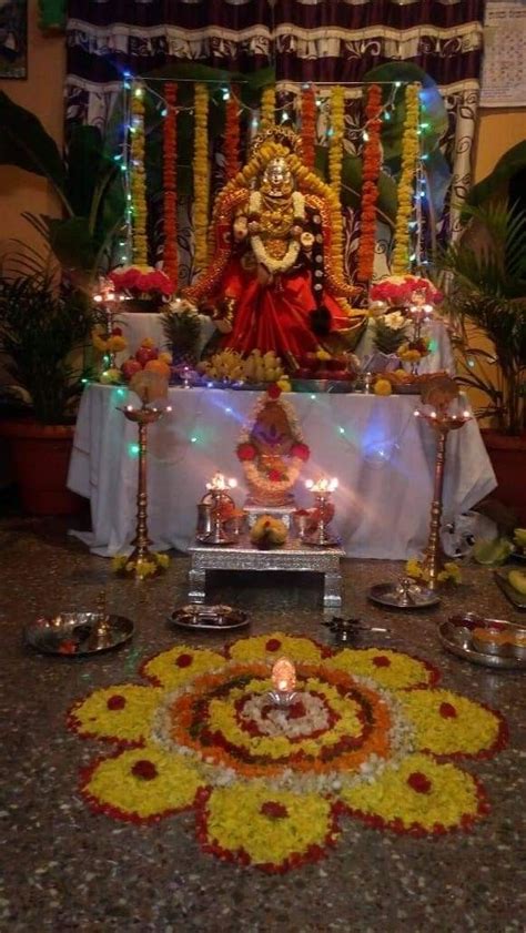 Varamahalakshmi In 2020 Goddess Decor Festival Decorations Pooja Rooms