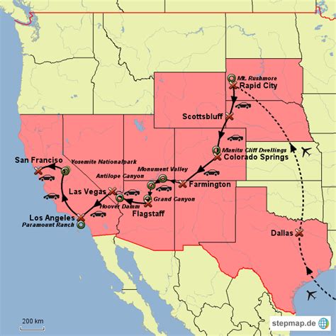 Stepmap Usa Rundreise Westkueste Landkarte Für Welt