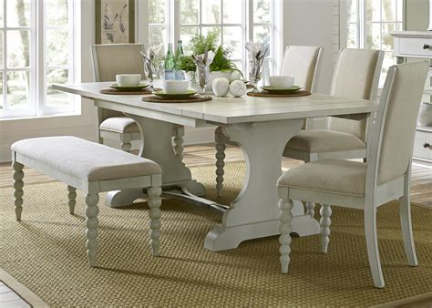 Features a 3 paneled mirror, stool with padded seating, and desk with 5 full extension drawers. Liberty Furniture Harbor View Trestle Table and 4 ...