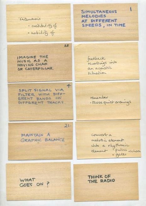 Behold The Original Deck Of Oblique Strategies Cards Handwritten By