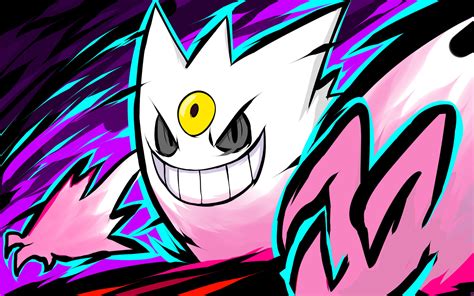 White And Pink Anime Character Ishmam Pokémon Shiny Mega Gengar