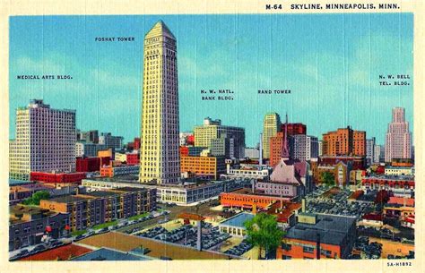 Vintage Minneapolis Minnesota Postcard The Minneapolis Skyline A Ct Art Colortone Post Card