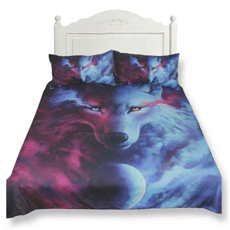 Wolf Bed Setgalaxy Wolves Lair In 2021 Dark Bedding Light In The Dark Bedclothes