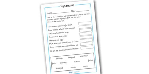 Replacing Synonyms Worksheet (teacher made)