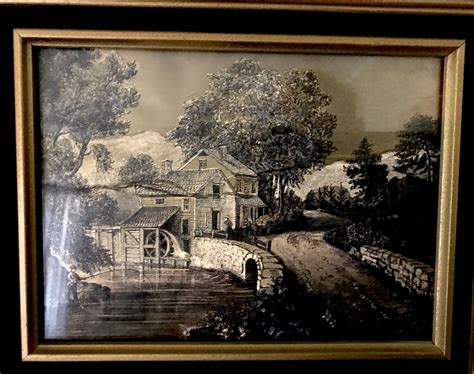 Vintage Currier And Ives 6 X 8 Framed Metalcraft Gold Foil Metallic