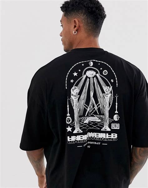 Asos Design Oversized T Shirt With Mystic Back Print Black Modesens
