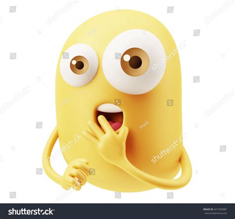Surprised Emoticon Character 3d Rendering Stock Illustration 421303087