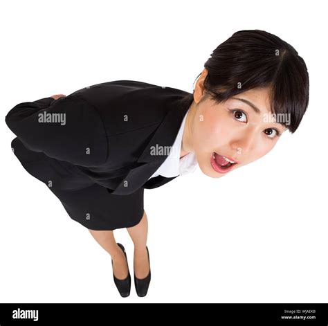 Surprised Businesswoman Bending Stock Photo Alamy