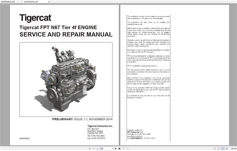 Tigercat ENGINE FPT N67 Tier 4f Operator Service Repair Manual